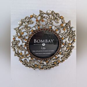 Bombay Ornate Gold Rhinestone and Silver Mirror Frame